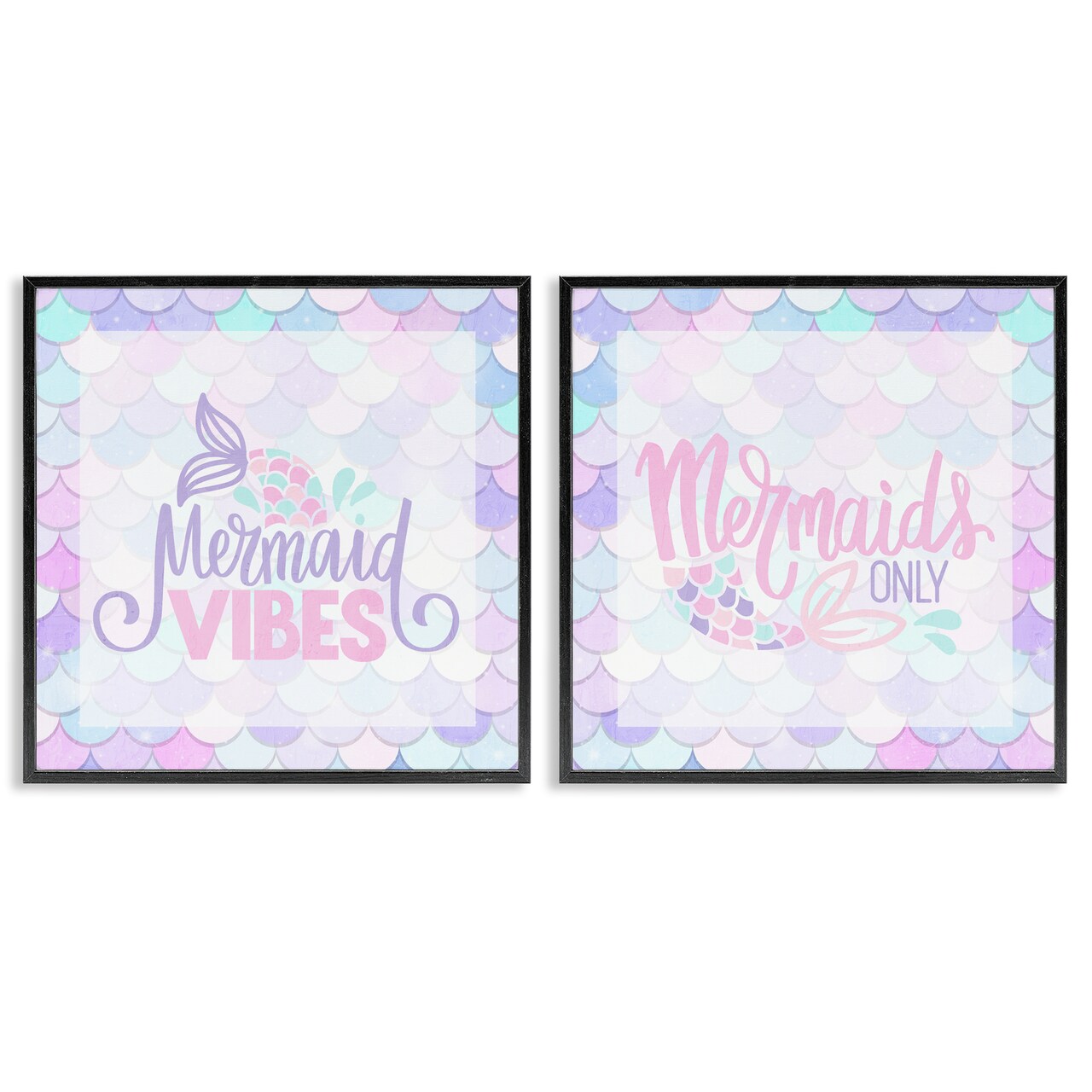 Stupell Industries Dreamy Mermaid Phrases with Scales 2pc Framed Giclee Set, design by Kim Allen